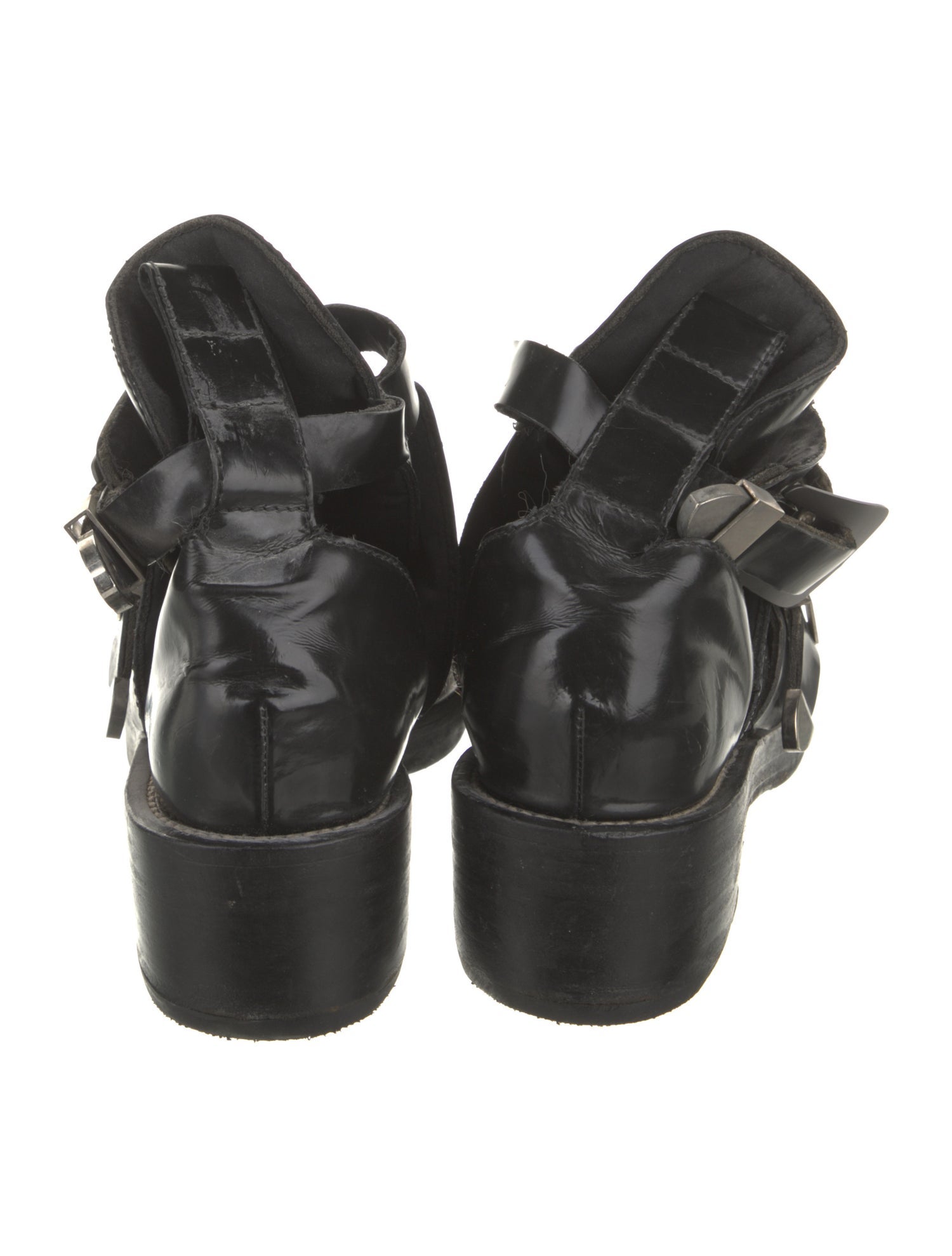 Balenciaga Leather Colorblock Pattern Combat Boots